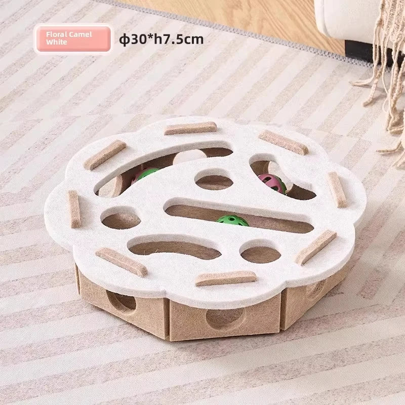 Boîte de jeu en feutre ronde, coloris camel