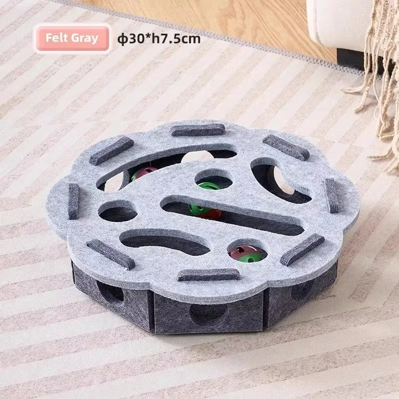 Boîte de jeu en feutre ronde, coloris gris