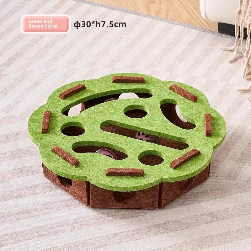 Boîte de jeu en feutre ronde, coloris vert